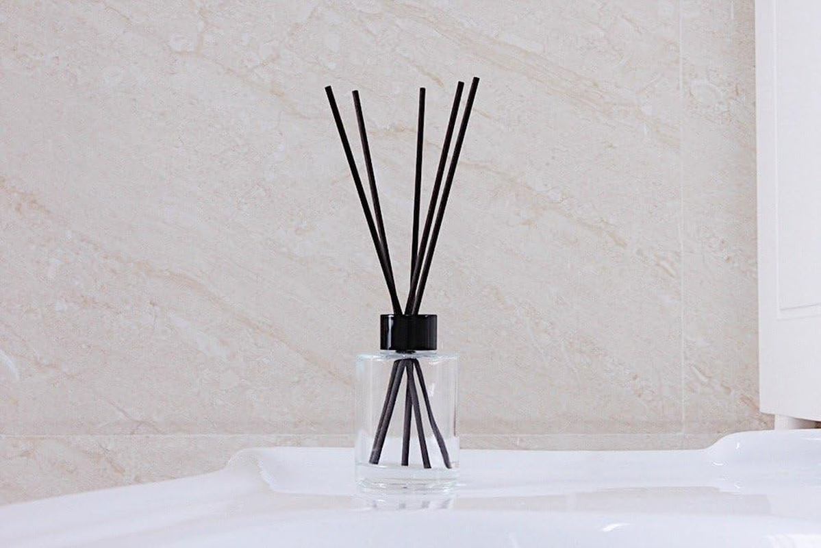 Glass Diffuser Bottles with Black Caps Refillable Diffuser Bottles Set of 4-3.15" High, 70Ml 2.4 Fl Oz. Small round Shape, Fragrance Accessories Use for DIY Replacement Reed Diffuser image number 1