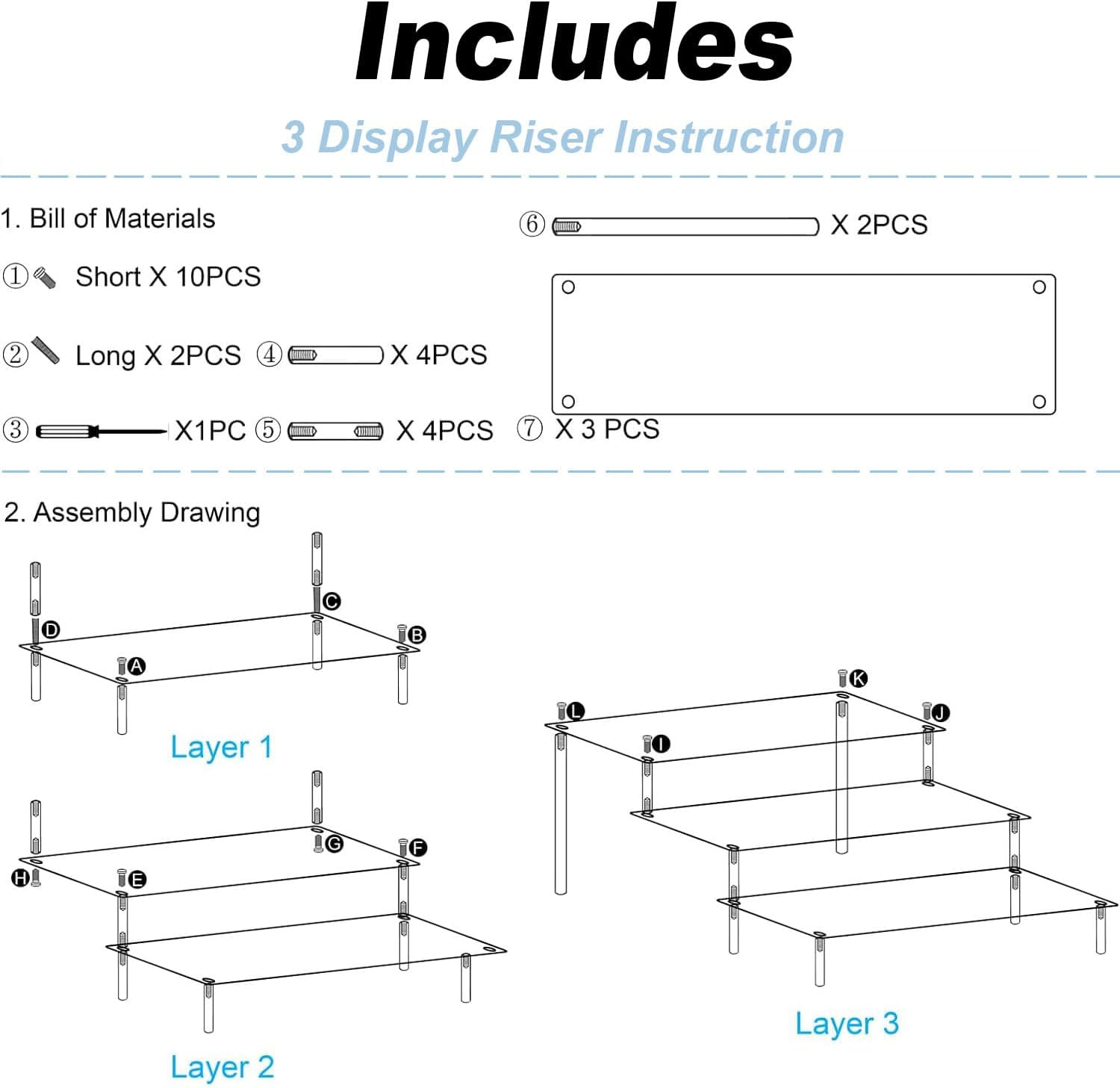 Acrylic Display Stand, 3 Tier Clear Acrylic Riser Display Shelf, Perfume Organizer Stand & Clear Cupcake Stand Holder, Display Holder for Amiibo POP Figures Toy, Riser Stand for Decoration & Organizer image number 3