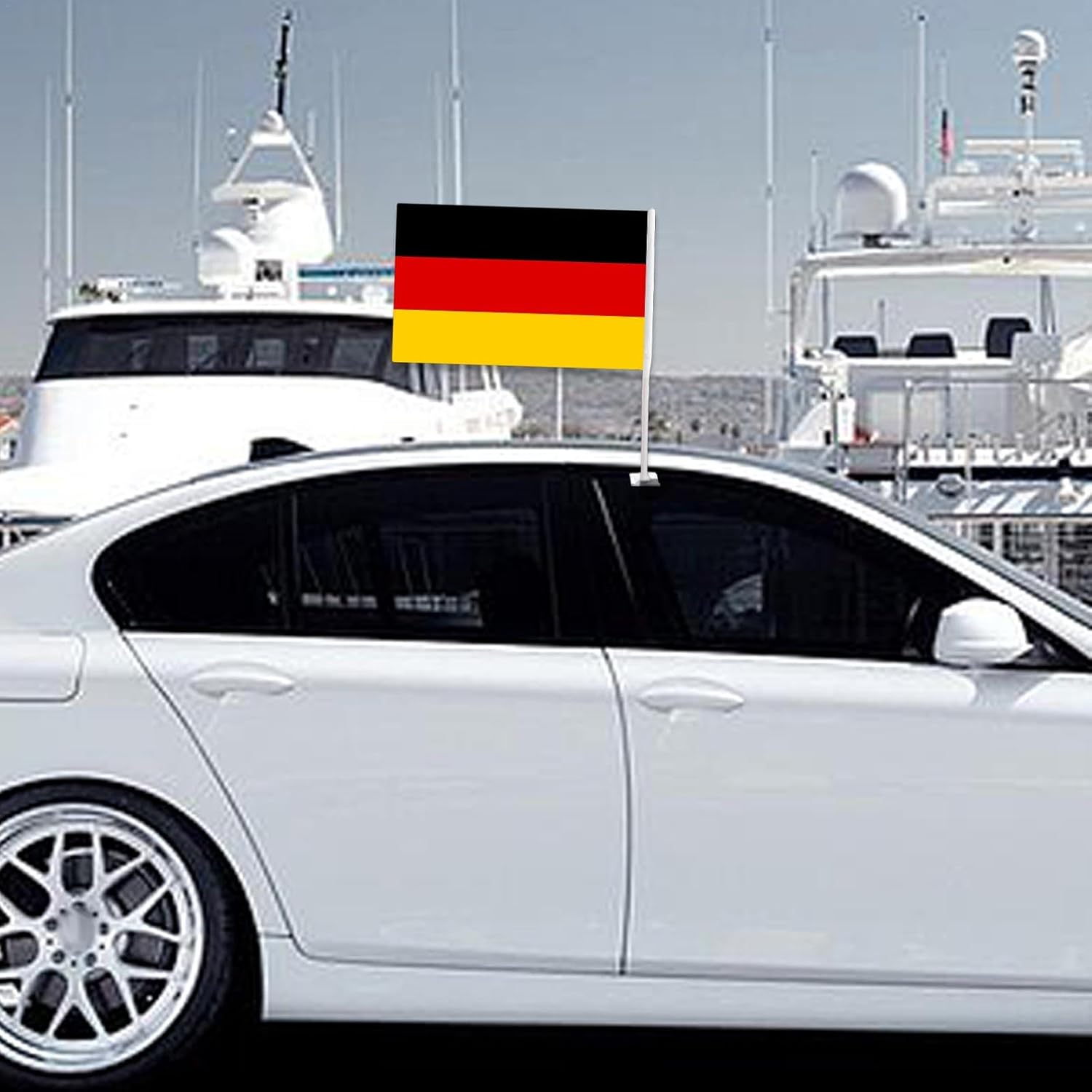 Car Window Flag, Car Flag, Small German Car Flag Banner 1X1.5Ft | Windproof Car Flag for Window, Germany Party Decoration, Outdoor Flag for Sports Fans, Soccer Tournament Events image number 3