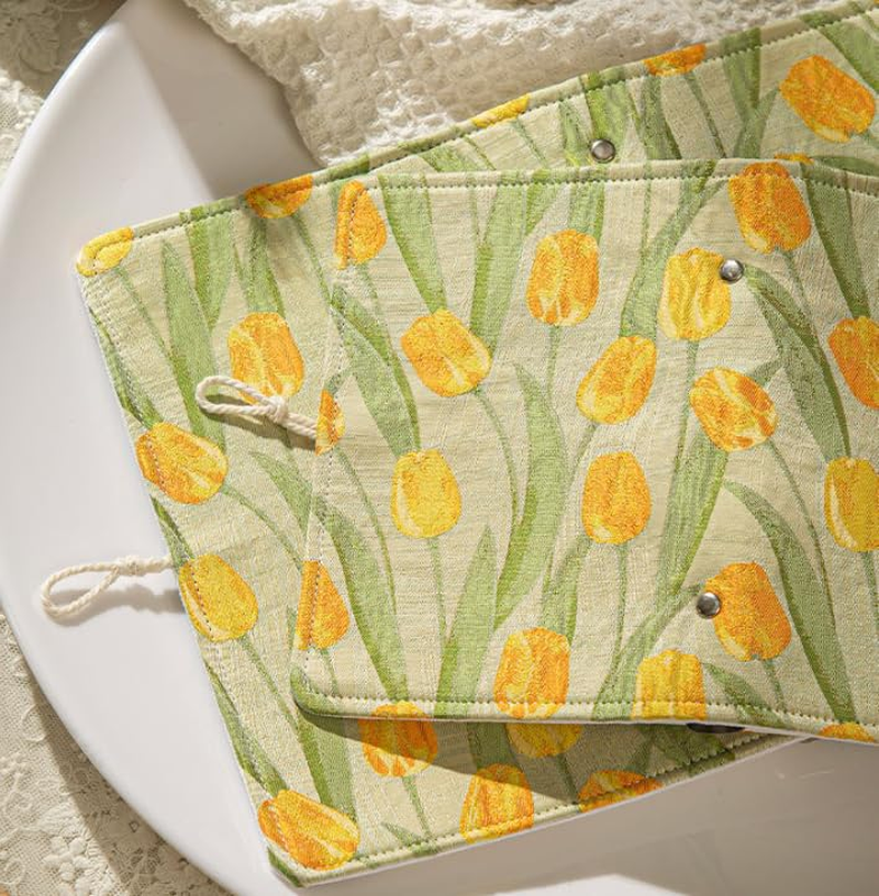 A6 Binder, Embroidered Flower Journal, Refillable Journal, 6 Ring Binder, Journal Cover, Unlined Paper, Sketchbook, Travel Diary for Girl, Budget Binder, Planner Binder (Tulip Flowers) image number 1