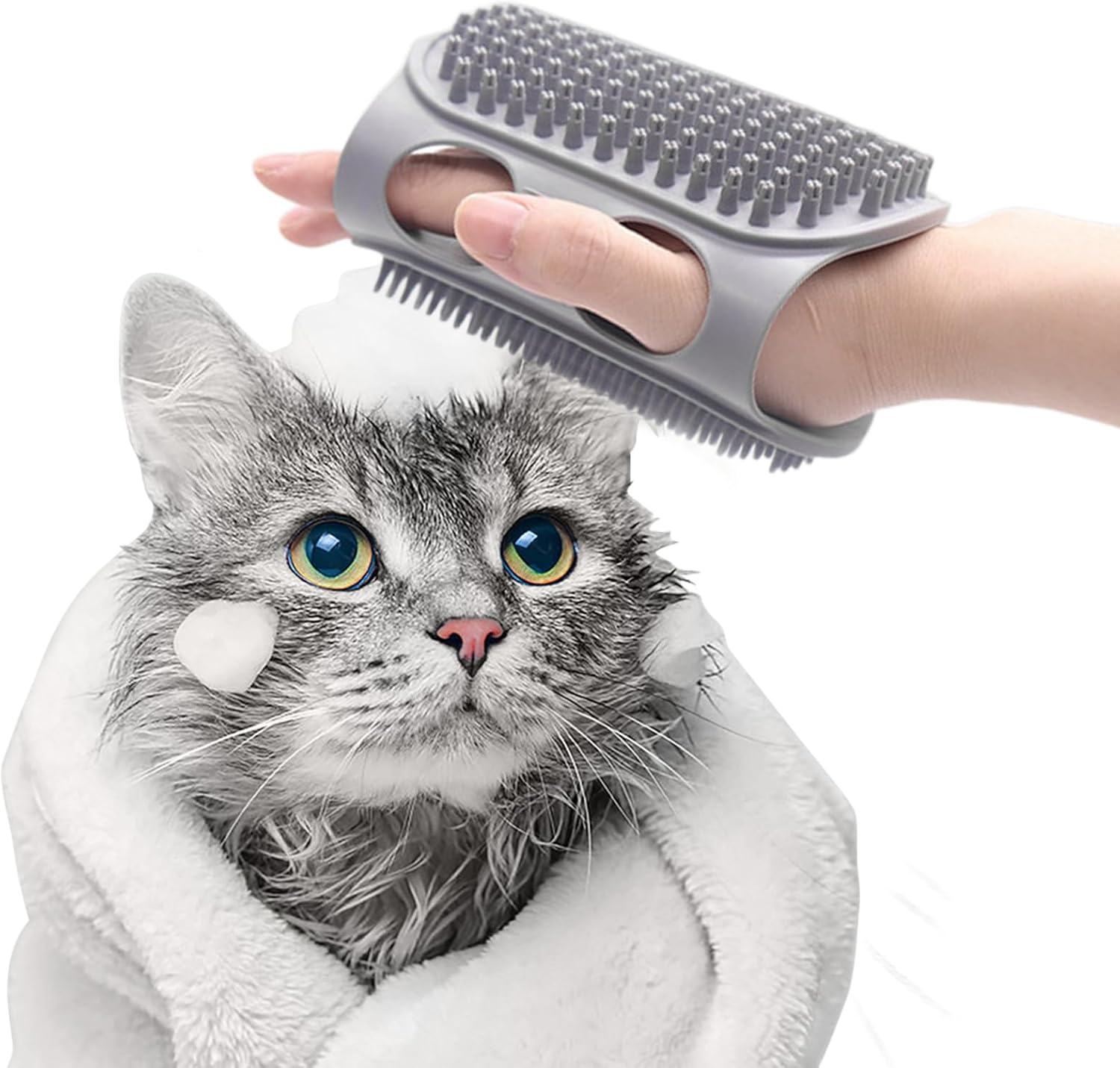 Culinavog Dog Brush, 1 Piece Soft Silicone Brush with Adjustable Handle, Easy to Clean, Silicone Bath Brush for Pets, Silicone Shower Brush for Cats, Dogs (29.6 &times; 12.6 Cm, Grey) image number 5