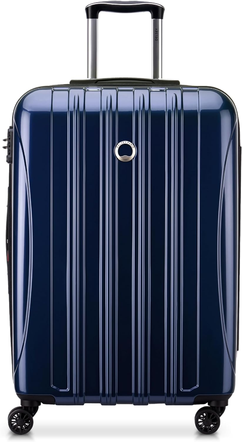 DELSEY Paris Helium Aero Hardside Expandable Luggage with Spinner Wheels, Brushed Charcoal, Checked-Medium 25 Inch, Helium Aero Hardside Expandable Luggage with Spinner Wheels