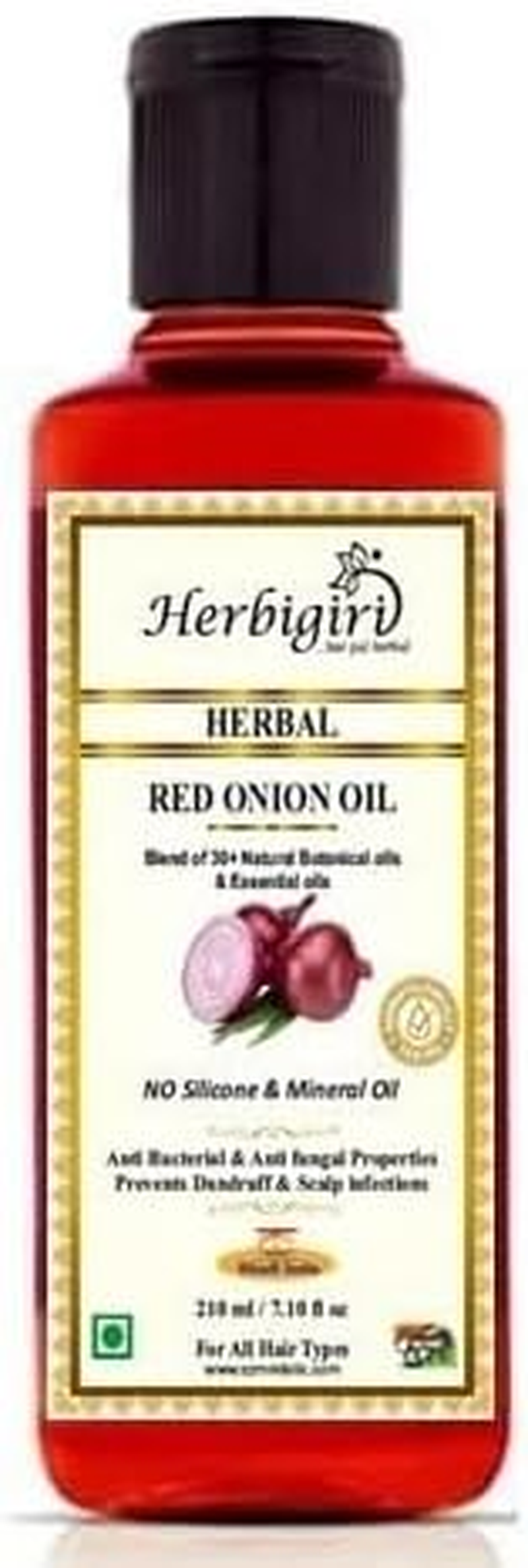Khadi Herbal Red Onion Hair Oil for Fresh, Strong and Shining Hair Hair Fall Control, Hair Strengthening | Paraben Free, Natural (420 Ml)Pack of 2