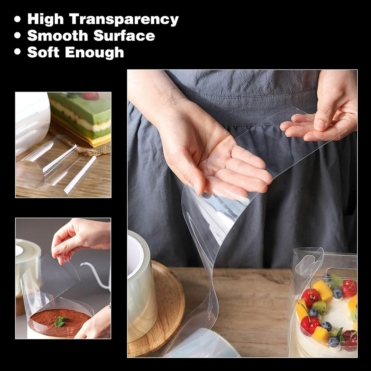 EP Leben Acetate Cake Collars, 30Cm X 10M Thickened Acetate Sheets for Baking Cakes, Chocolate Mousse Cake Surrounding Edge Decorating image number 2