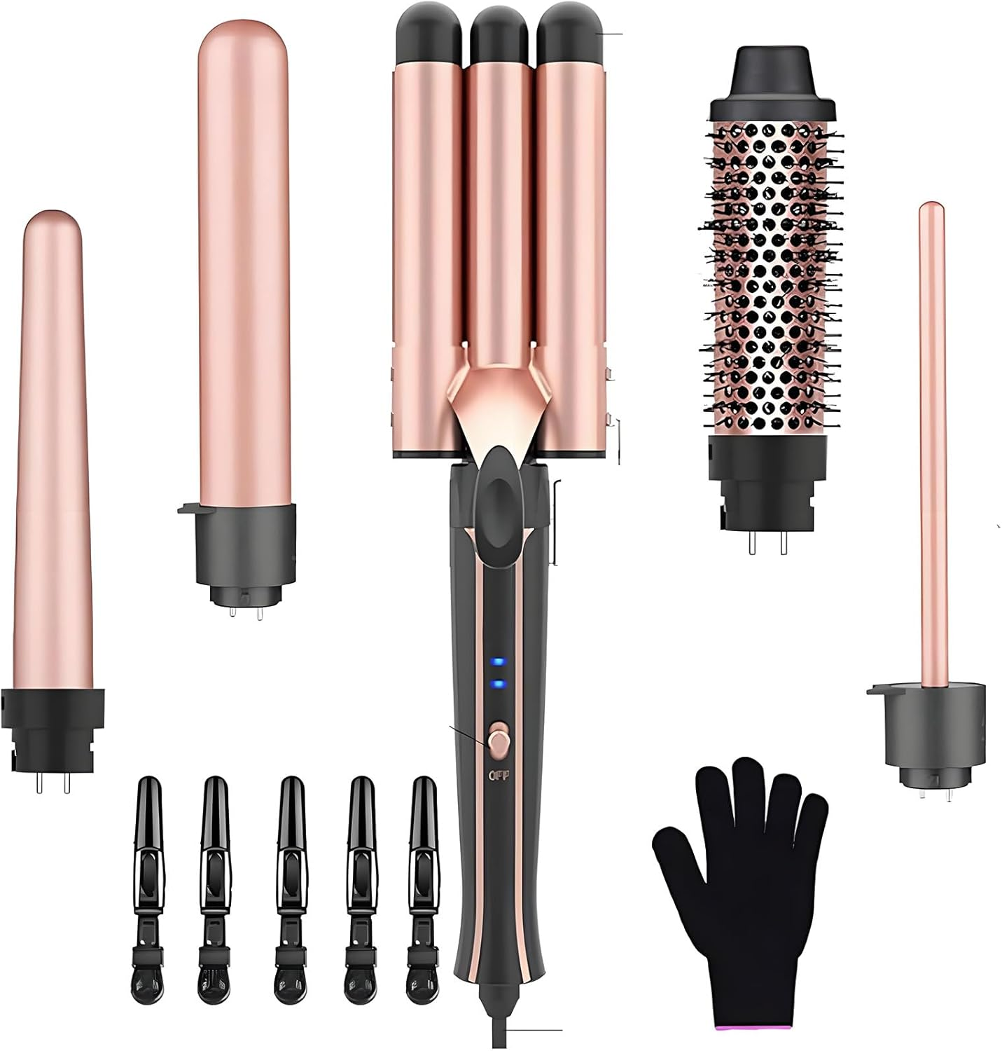 Homodoskey Curling Wand Set, 5 in 1 Hair Curler with 5 Interchangeable Wand Ceramic Barrel(9-38Mm), with LED Temperature Adjustment and Fast Heating in All Hair Type, Include Heat Resistant Glove image number 5