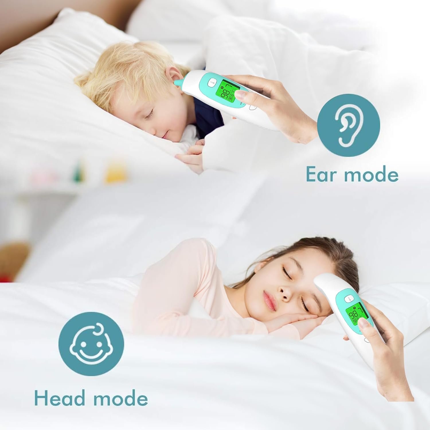 Mitdir&reg; 20M Infrared Digital Ear and Forehead Thermometer, Non Contact Medical Temperature Thermometer for Adults Children Baby and Object with Fever Alarm, Instant Reading, Memory Function (20 M) image number 1