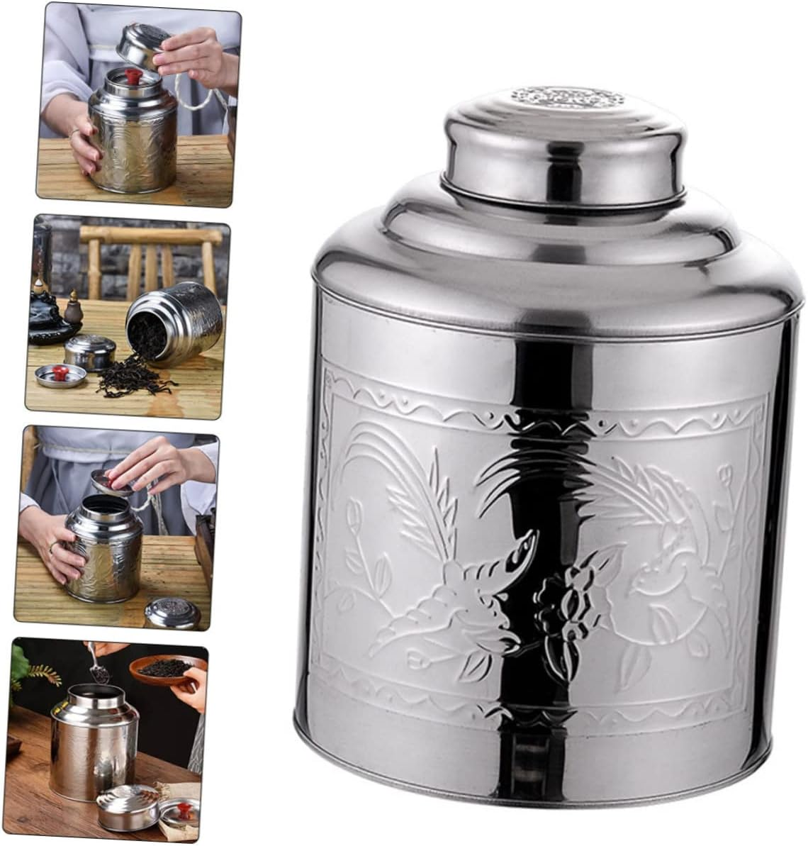 OKUMEYR Metal Tea Storage Container Sealed Tea Practical Food Containers Home Office image number 3