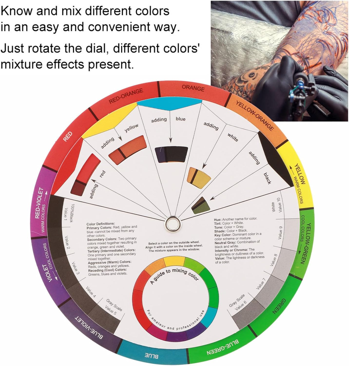 Color Mix Wheel Guide, Color Tool Create Combinations Match Colors Portable for Painting Drawing Graphic Design Projects Beginners Professionals Alike Designers Artists image number 3