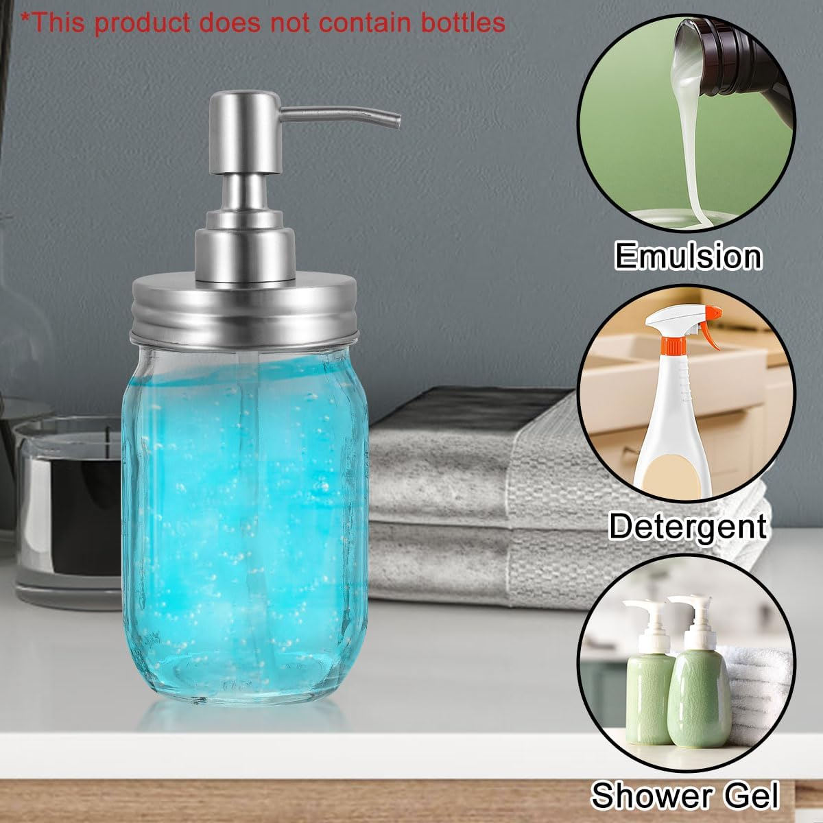 Abizarch Mason Jar Soap Dispenser Lid with Pump, 2.76" Stainless Steel Mason Jar Pump Lid Lotion Soap Dispenser Lids with 3.9 Inch Tube and Gasket, Leakproof Soap Dispenser Pump Replacement image number 1