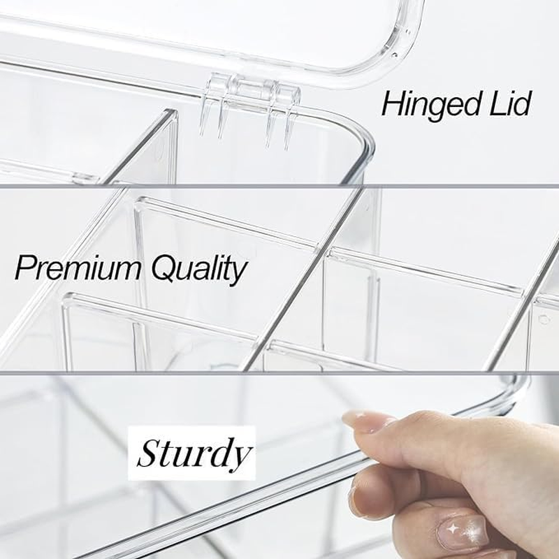 ZEXALOR Socks Underwear Drawer Organzier Dividers, 16 Compartment Removable Divided Plastic Storage Bin with Lid, Storage Organizer for Scarves Ties Bras, Clear Dresser Drawer Organizers - Large-16 Grids image number 4