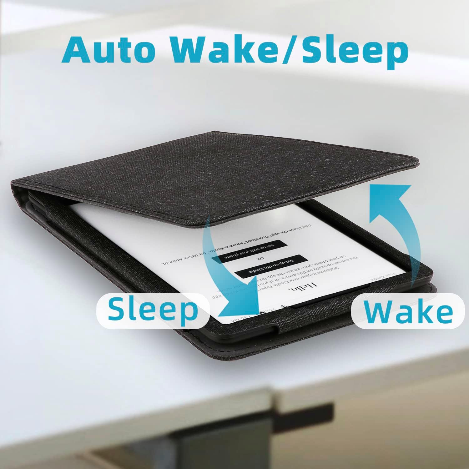 WALNEW Flip Case for 6&rdquo; All-New Kindle 11Th Gen 2024/2022(Model No. C2V2L3, RS23CV), Vertical Multi-Viewing Stand Cover with Two Hand Straps and Auto Wake/Sleep for Kindle 11Th Generation - Black image number 5