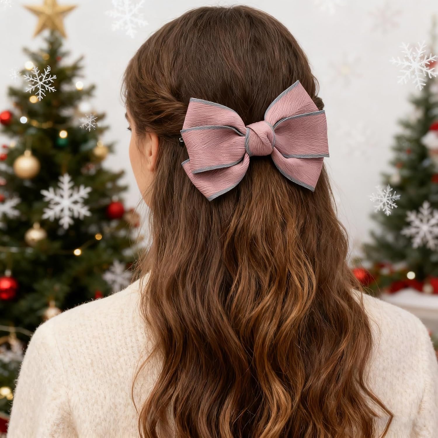 Pink Hair Bows for Women Bow Hair Clips Silky Satin Bow Clips Cute Hair Bow Clips French Hair Band Bow Prom Bows Hair Wedding Barrette Party Bowknot Hair Accessories image number 4