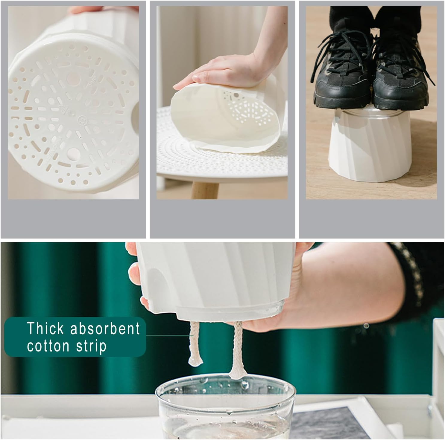 ROLMZJX 4 Pack Self Watering Pots,African Violet Pots，Clear Plastic round Plant Pots for Succulent, Flowers, Herbs for Office Home Decor（White-Large/Medium/Small） image number 4