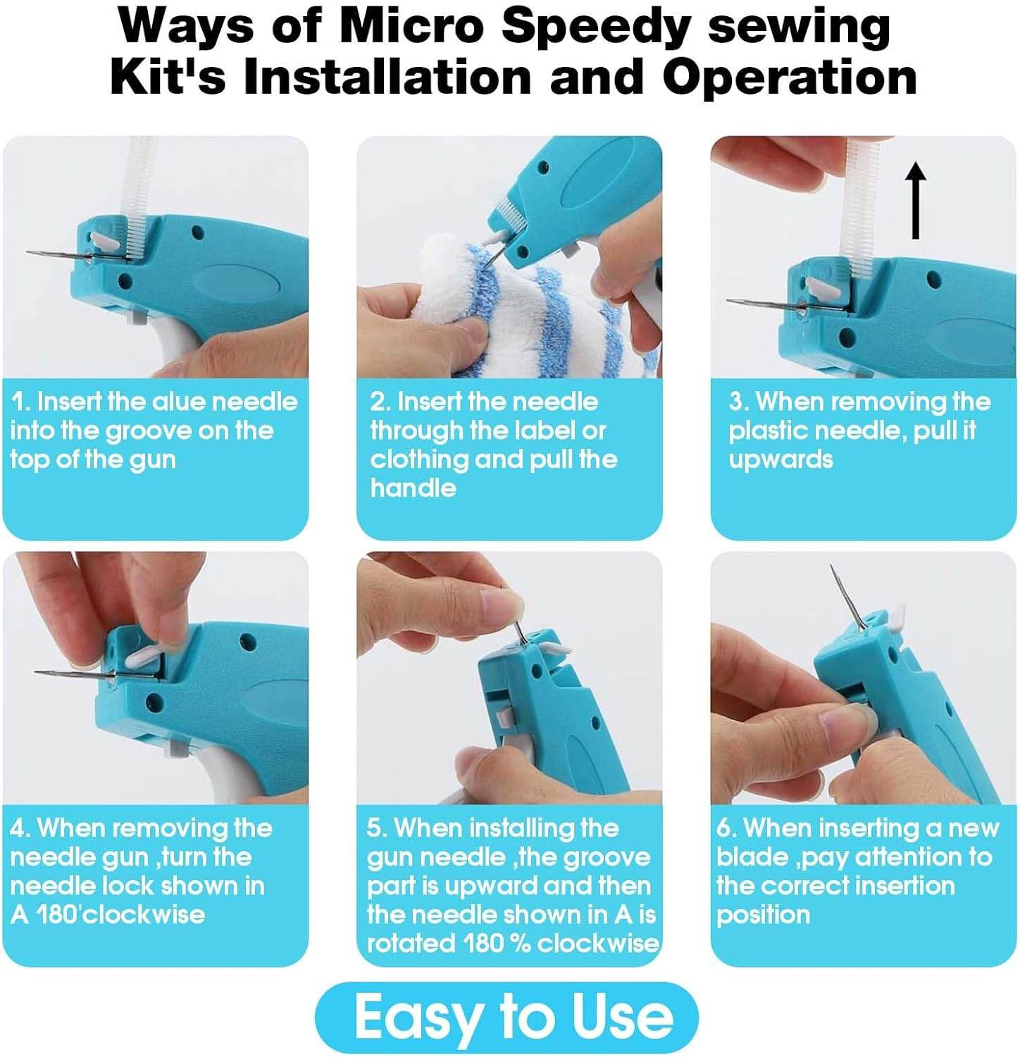 Pacify Tagging Gun for Clothing, Stitch Tag Gun for Clothes with 10000 Micro Fasteners & 6 Needles, Quick Fixer Stitchy Microstitch Gun Fine Stitch Tool (B)