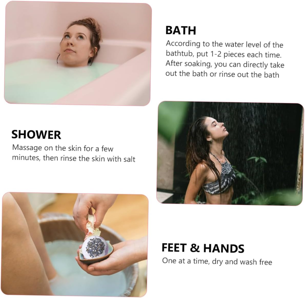 Luxurious Spa Bathing Balls 4 Pack Home Salt Balls Moisturizing Properties Flower Pattern For image number 6