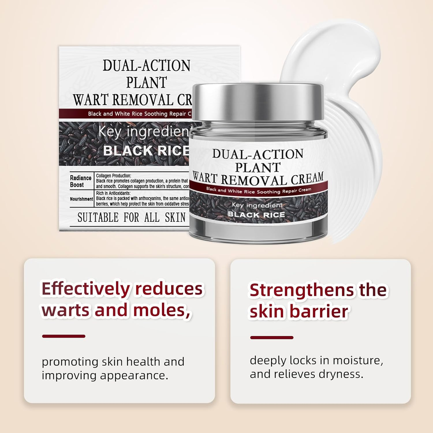Keratin Erase Dual-Action Renewal Cream, Black and White Rice Soothing Repair Cream, Improves Moisture Skin Barrier for All Skin Types (1Pcs) image number 1