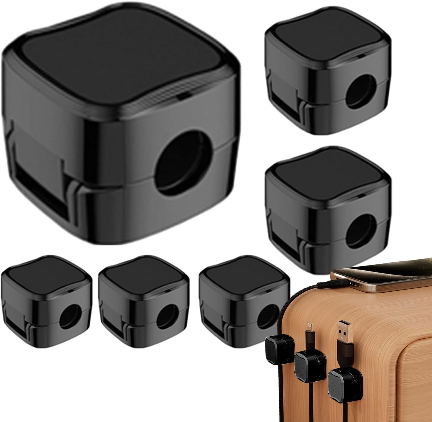 Magnetic Cable Clips | Multi-Purpose Cable Clips Magnetic Holder | Easy to Use Cable Clips for Nightstand for Electrical Appliances, Network Cable, Audio, Charger Shwing