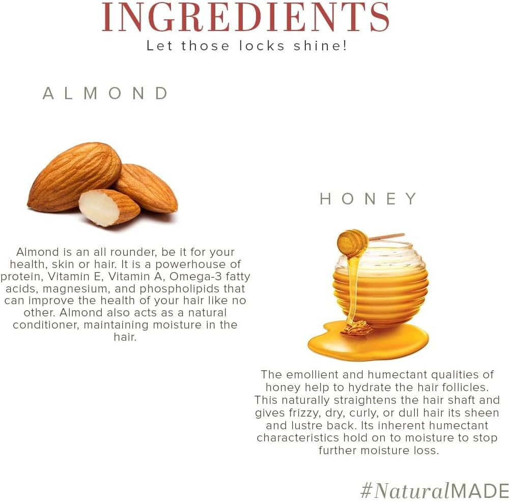 Green Velly Indian Khadi Natural Honey & Almond Hair Shampoo for Controlling Hair Fall |Natural Shampoo for Healthy & Shiny Hair |Suitable for All Hair Types, 210Ml image number 3