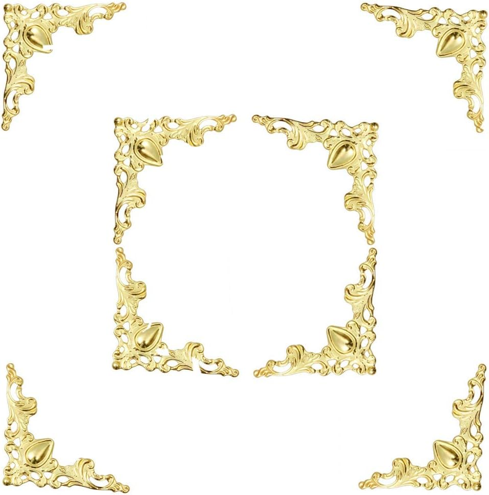 48 Solid Pure Copper Box Corner Protectors, Retro Table Edge Cover, Cabinet Furniture Decoration Edge Safety, Desktop Jewelry Box Corner Protectors (Bronze)