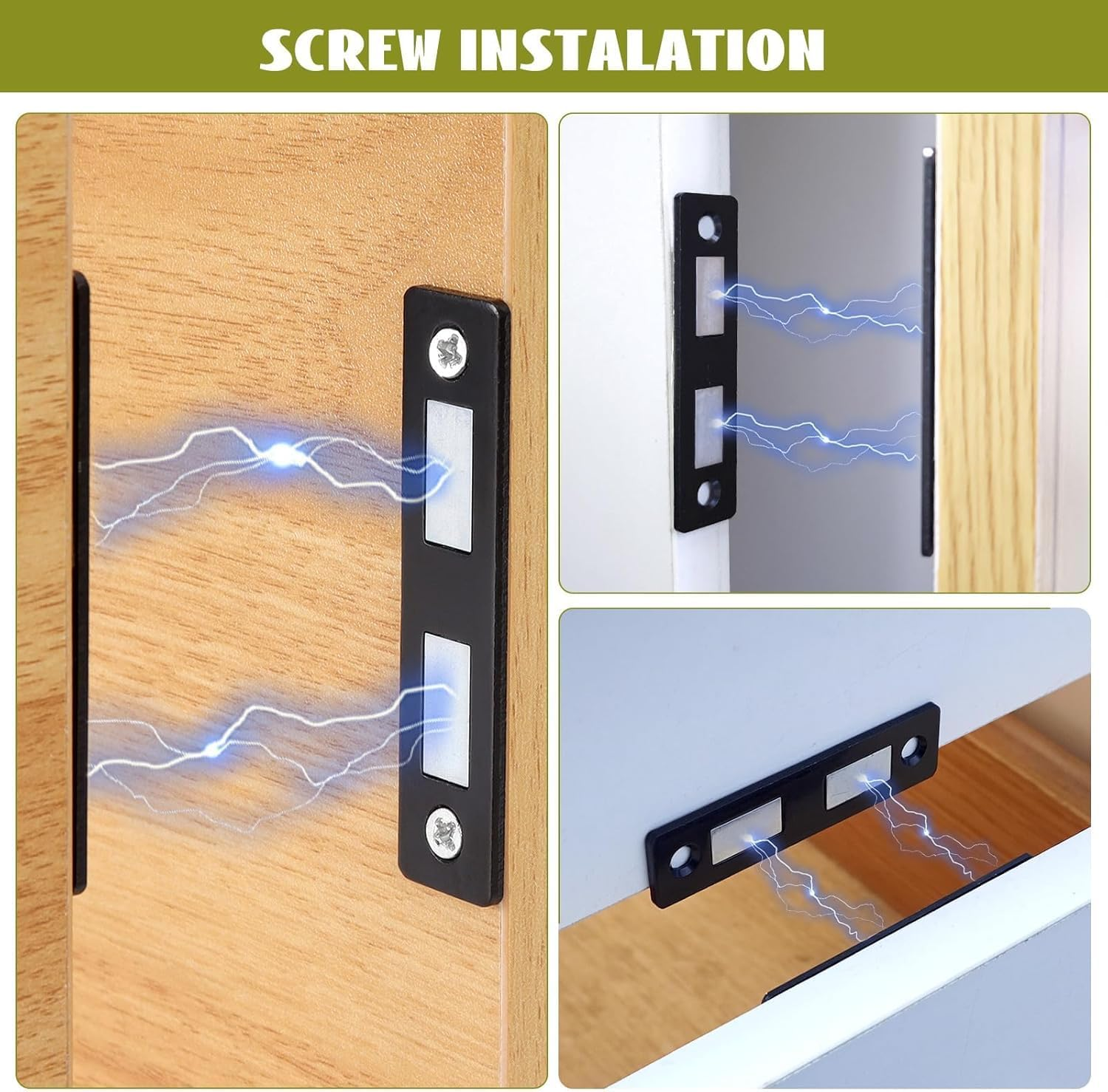 4 Pack Magnetic Door Catch Black, Heavy Duty Cabinet Latch, 30 Lb Cabinet Drawer Door Magnets, Kitchen Magnets Closures image number 1