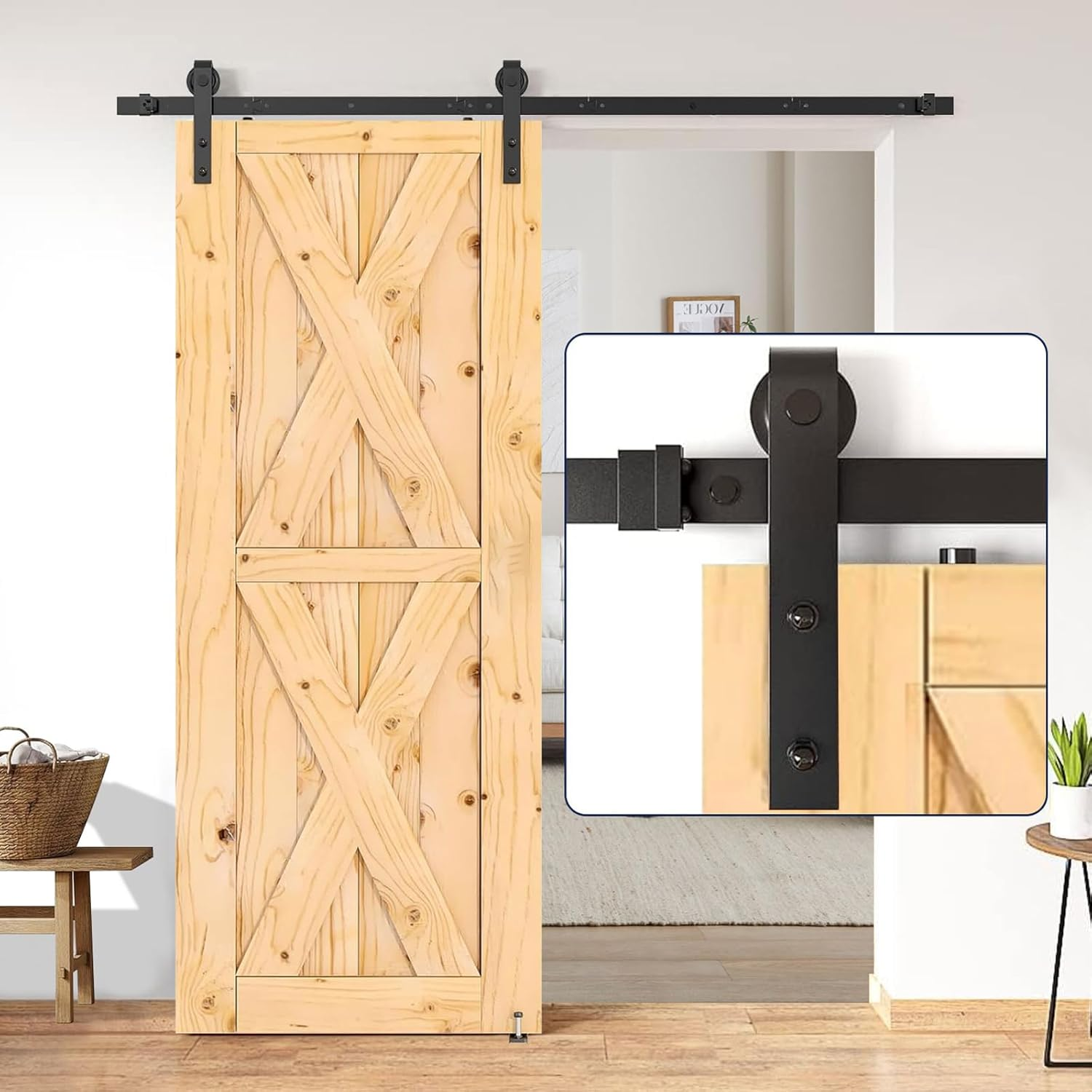 1.83M/6FT Sliding Barn Door Hardware Kit, Heavy Duty Carbon Steel, Smooth and Quiet Operation, DIY Sliding Barn Door Kit Fit 36"-40" Wide Door Panel for Bedroom Living Room Sliding Barn Door Hardware