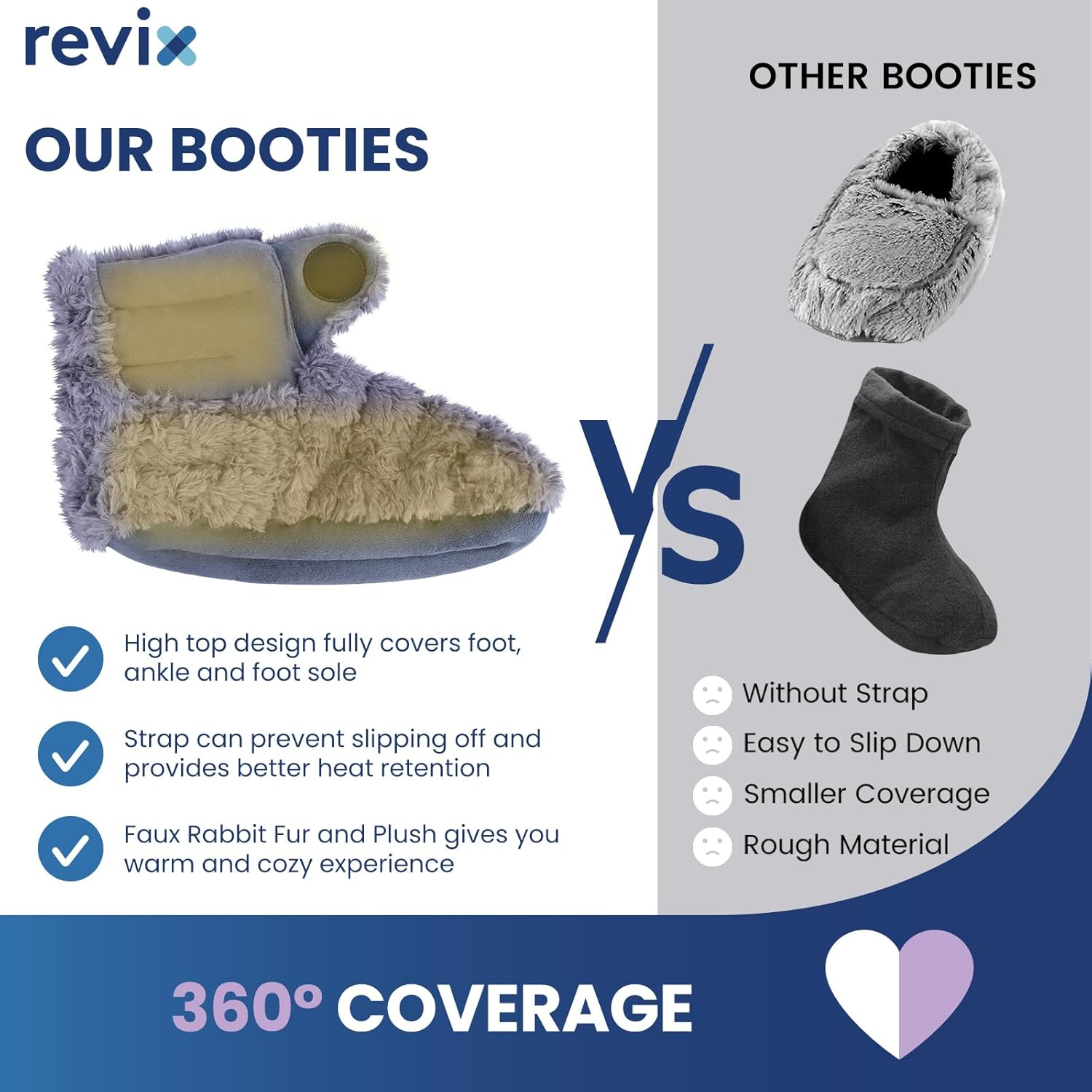 REVIX Microwavable Booties and Feet Warmers for Women & Men, Microwave Heated Foot Warmer with Flaxseed Moist Heat Therapy for Cold Feet, Gray, S/M image number 4