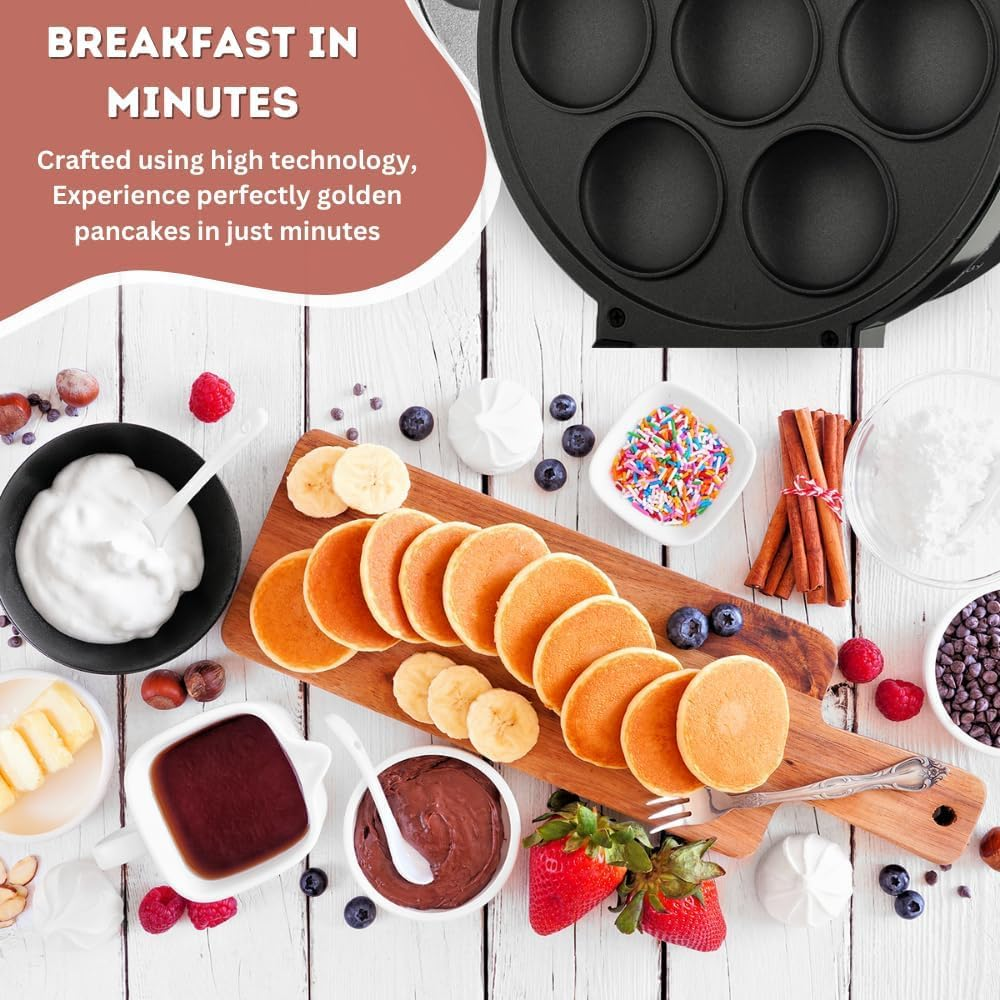 Electric Mini Pancake Maker Machine, 7-Cavity Non-Stick Electric Griddle, for Home Kitchen image number 1