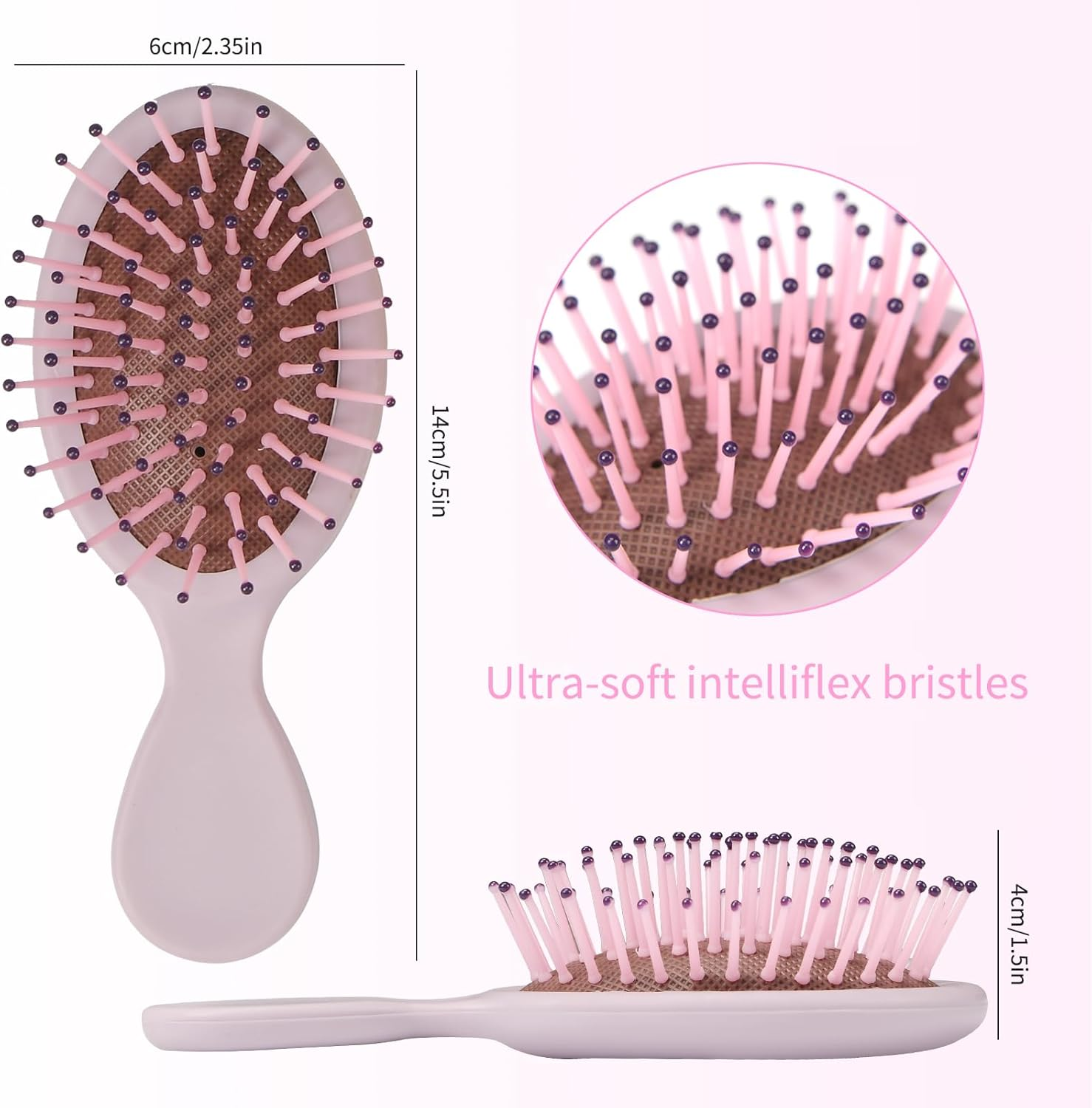 12 Pack Mini Wet Hair Brush Soft Bristle Detangler Pocket Paddle Hair Brushes Travel Detangling Brush, for Most Hair Types, with Ease Knots without Tears or Breakage, 12 Colors image number 4