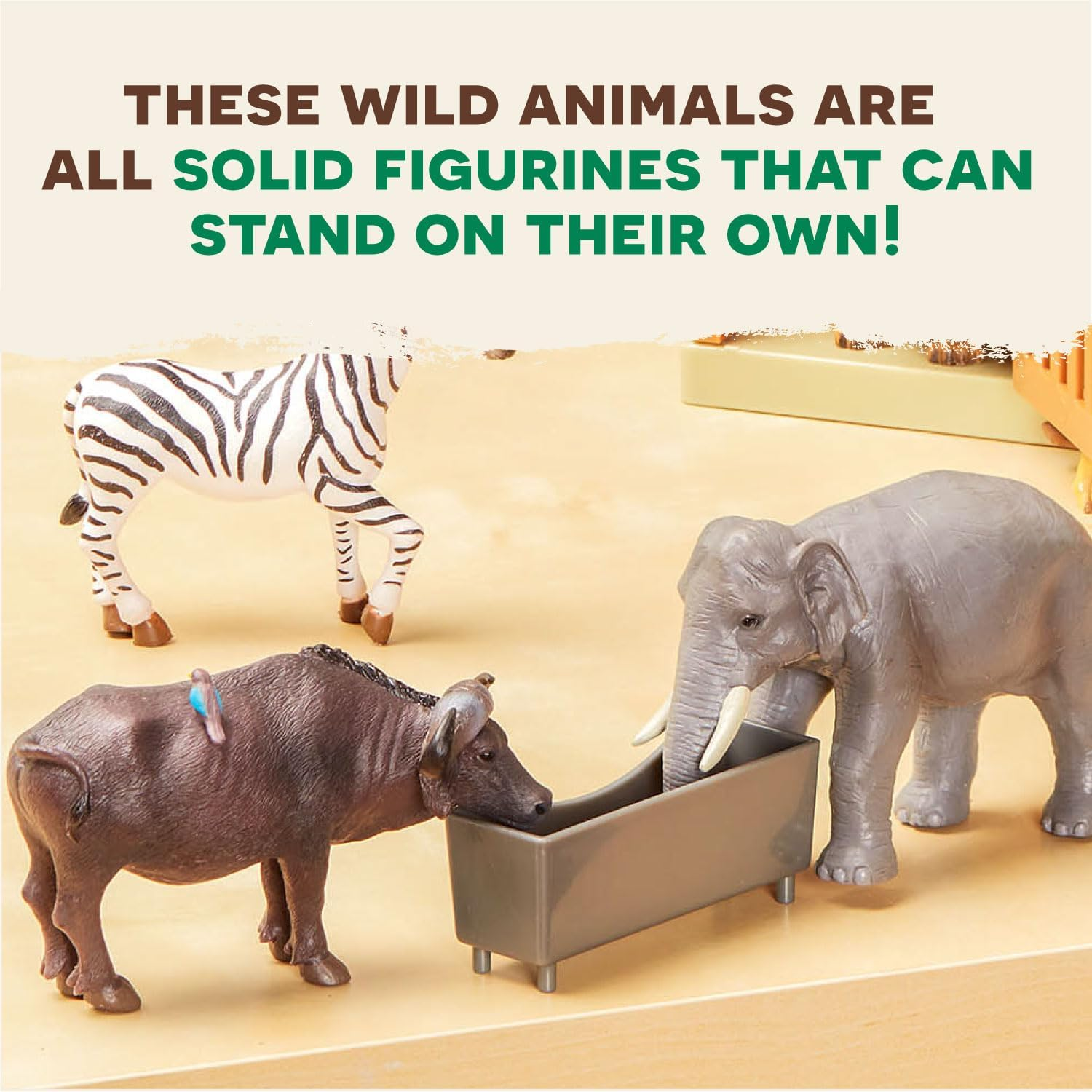 Terra by Battat &ndash; 6 Pieces Wild Animal Figurines Set &ndash; Realistic Elephant, Lion, Zebra, Giraffe, Water Buffalo Toy Animals for Toddlers and Kids &ndash; Collectible Safari Animal Toys for 3+ Years image number 4