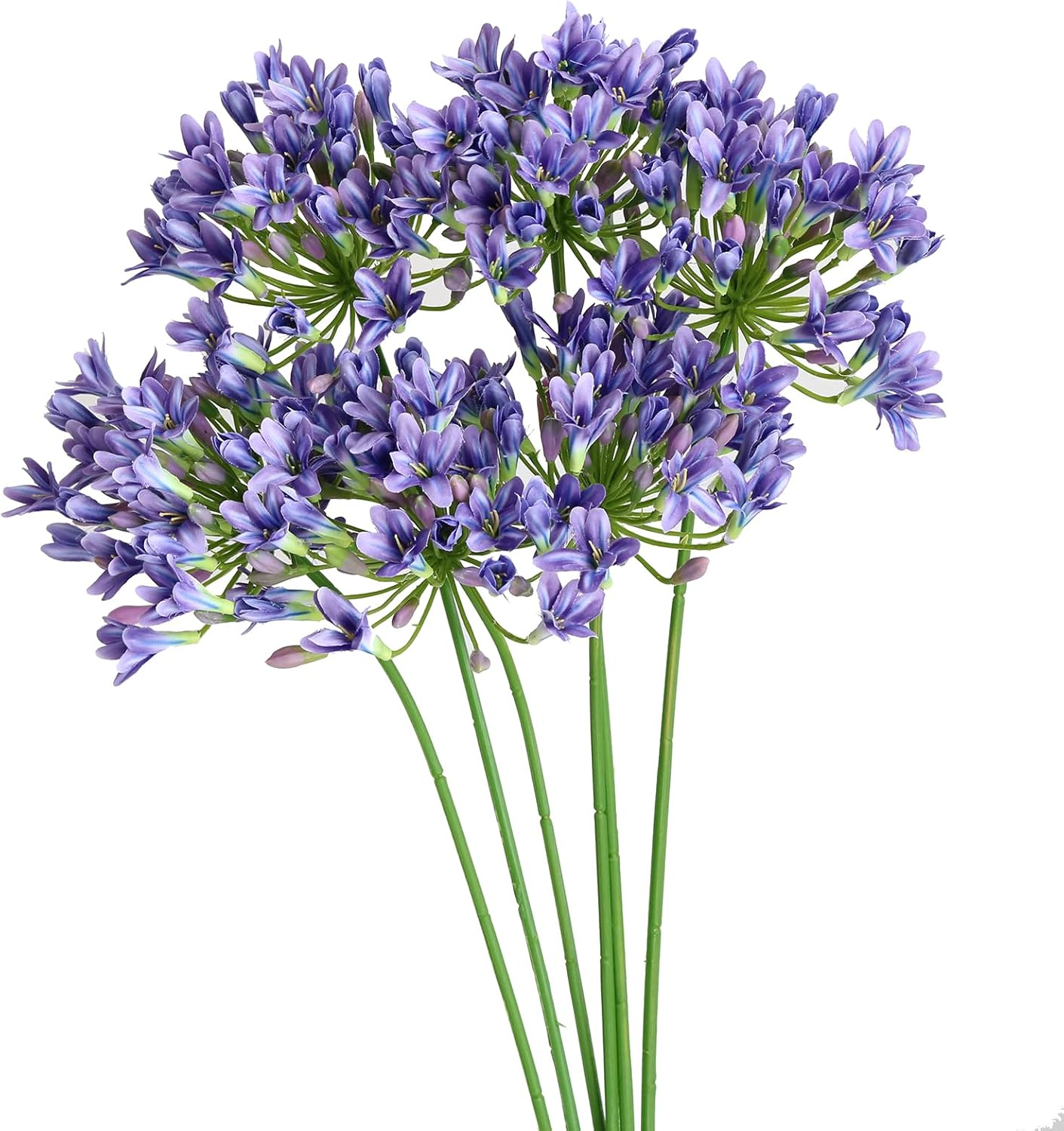 6PCS Artificial Agapanthus Flowers Long Stems Silk Lily Flowers for Home Hotel Flower Arrangement Party Decor (White Purple) image number 4