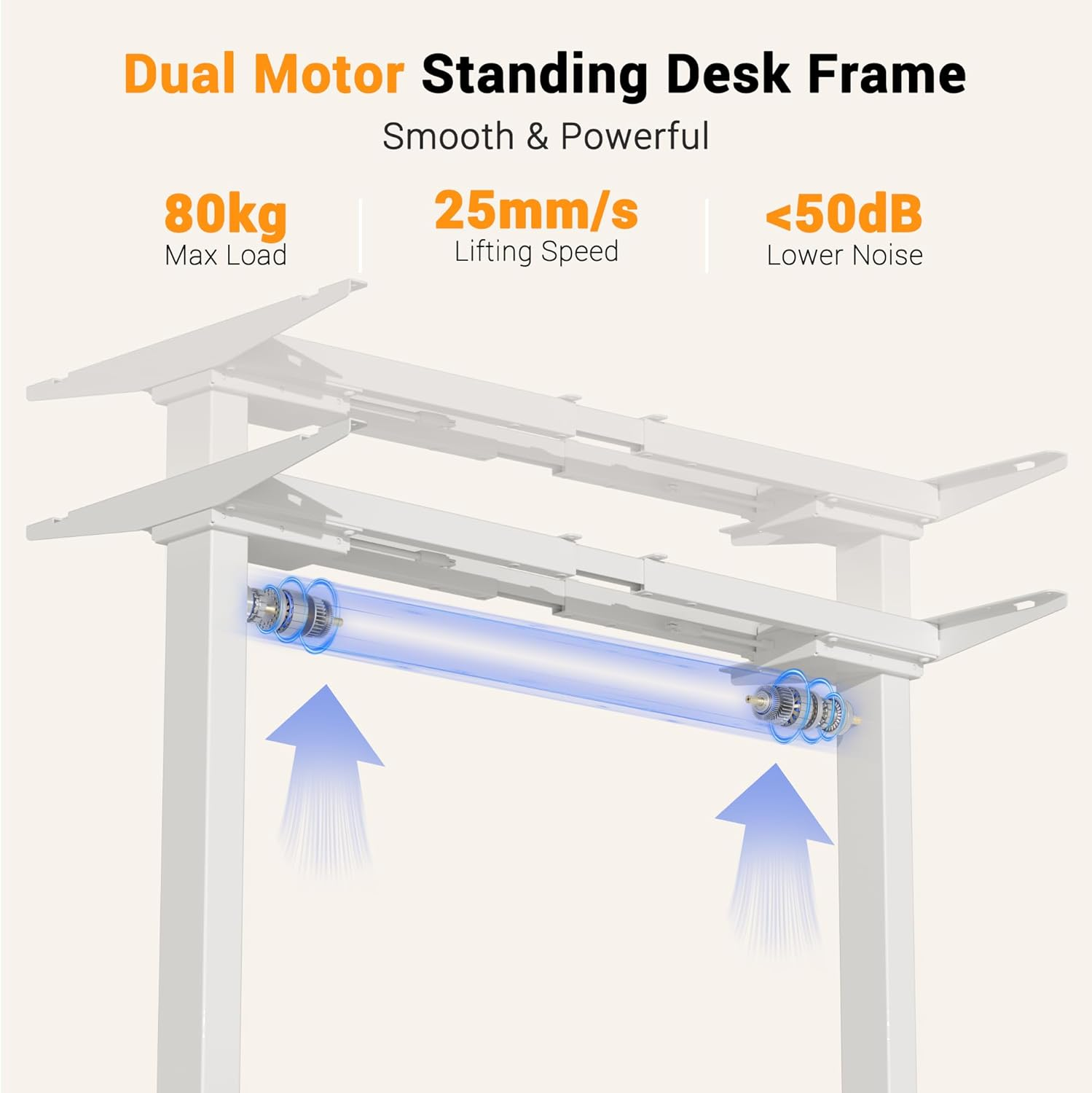 ERGOMAKER Height Adjustable Standing Desk Frame without Desktop, Dual Motor Two-Stage Electric Frame with Automatic Memory Smart Handset (2 Stage|Dual Motor, White) image number 1