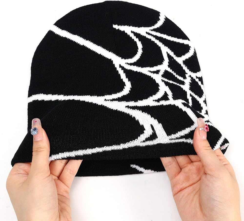WYNAKESHU Y2K Spider Beanie Hat Beanie MEA Culpa Wireless Acrylic Knit Skull Cap Winter Warm Hats for Women Man Teenagers image number 6