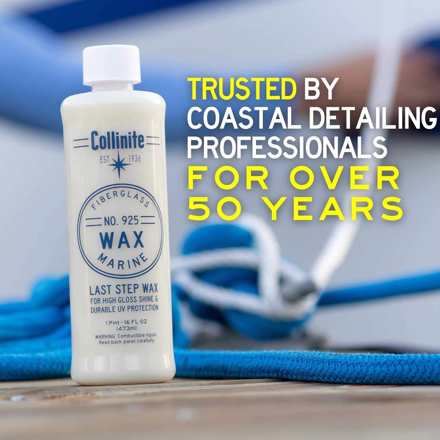 Collinite 925 Wax- Marine/Rv Carnauba + Polymer Wax Sealant for Long-Lasting Fiberglass Protection. Easy to Apply+Da Friendly. Prevents Oxidation + Provides High Gloss Shine+Uv Protection (16 Fl Oz)