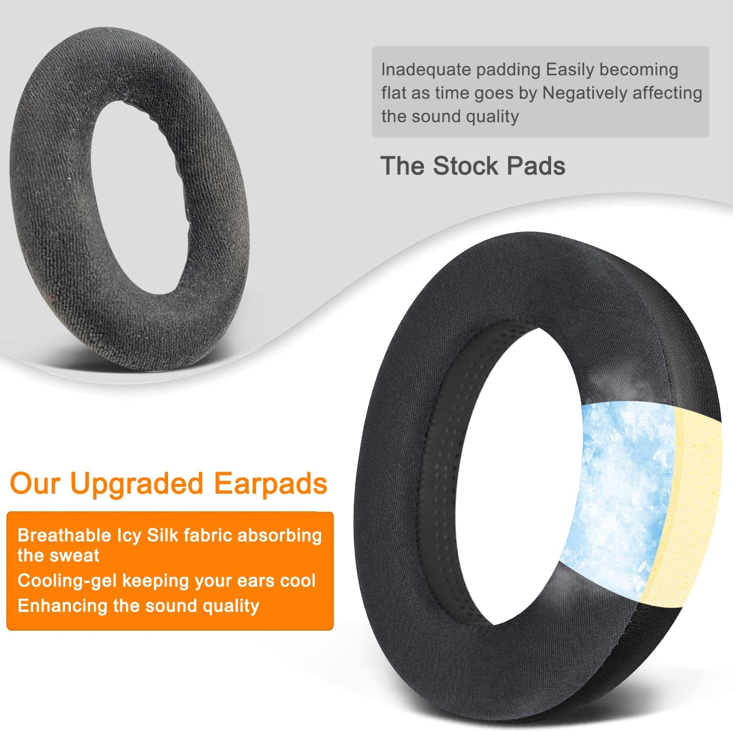 SOULWIT Cooling Gel Ear Pads for Sennheiser Hd599/Hd598/Se/Cs/Sr/Hd595/Hd569/Hd560S/Game Zero/G4Me Zero, Earpads Cushions for Pc37X/Pc38X/Pc350/Pxc350/Pxe350/Pc360/Hd380/Hd380-Pro - Black - Cooling Gel-Coffee image number 4