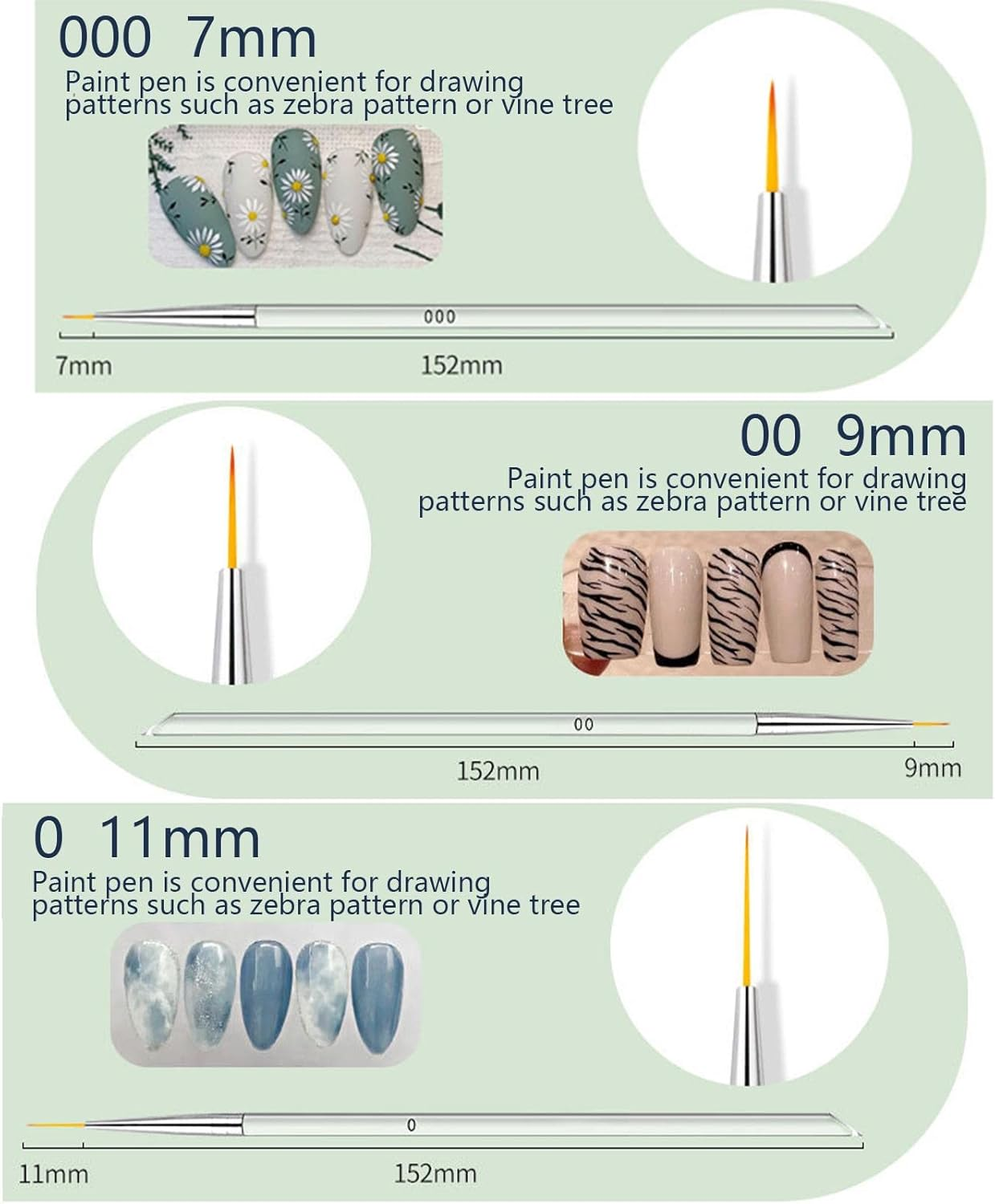 Nail Liner Brush, Acrylic Nail Brush, Liner Brushes, Nail Gel Painting Tools Fine Drawing Pens for Long Striping, Detail Pattern, Nail Supplies for Nail Techs Pochy