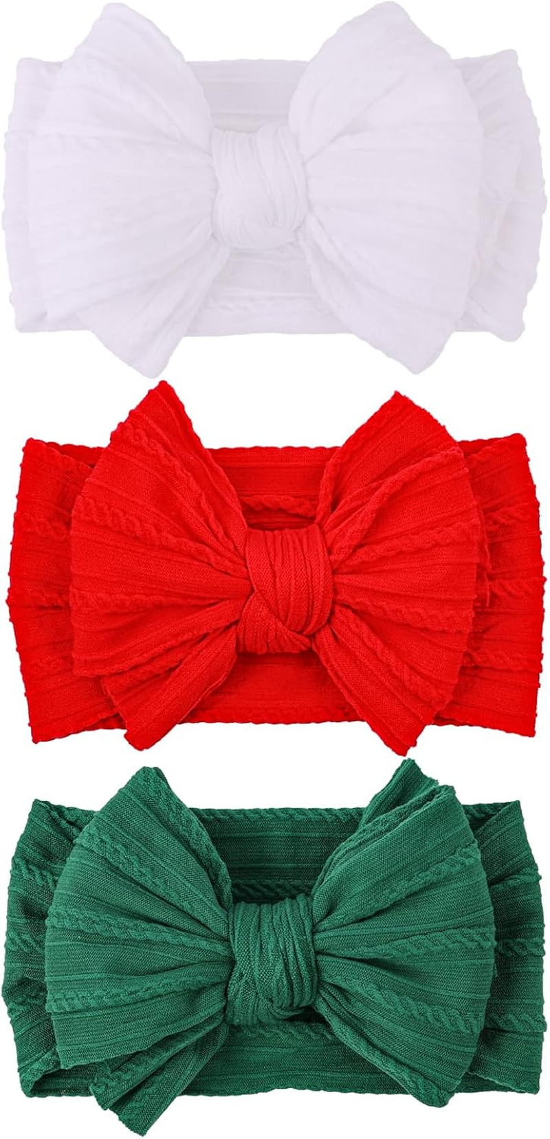 Lemonspace Handmade Red Baby Bow Baby Girls Headbands with Bows High Stretchy Soft Nylon Infant Headwrap Newborn Red Pink Hair Accessories Wonderful Gift for Mother'S Day,Baby Shower