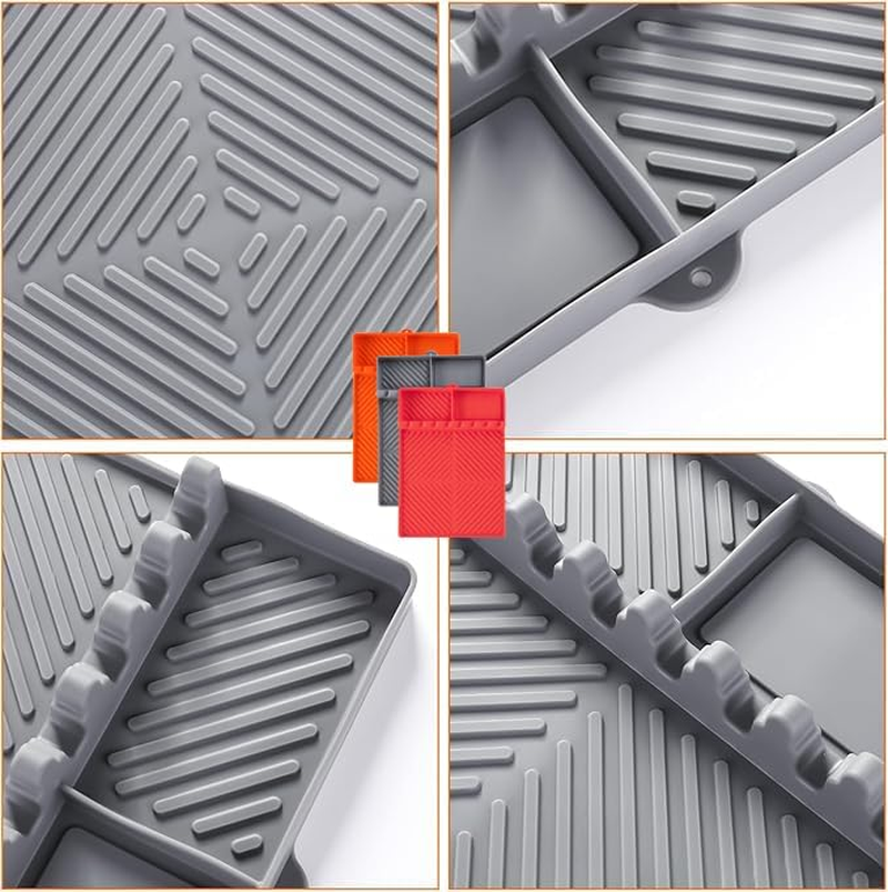 Griddle Mat Barbeque Grill Accessories Tools for Blackstone, Side Shelf Mat Grill Pad for Outdoor Grill Kitchen Counter Spatula Silicone Mat with Drip Pad for Kitchen, Cooking ﻿ (Gray) image number 2