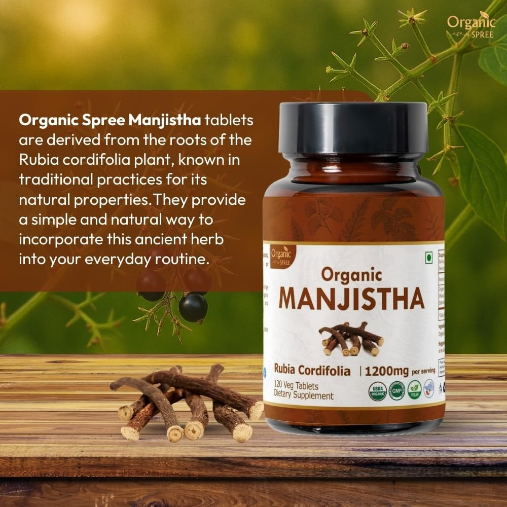 Manjistha 120 Tablets | Rubia Cordifolia (Manjistha) | USDA Organic Certified | Organic and Natural 120Tab image number 2
