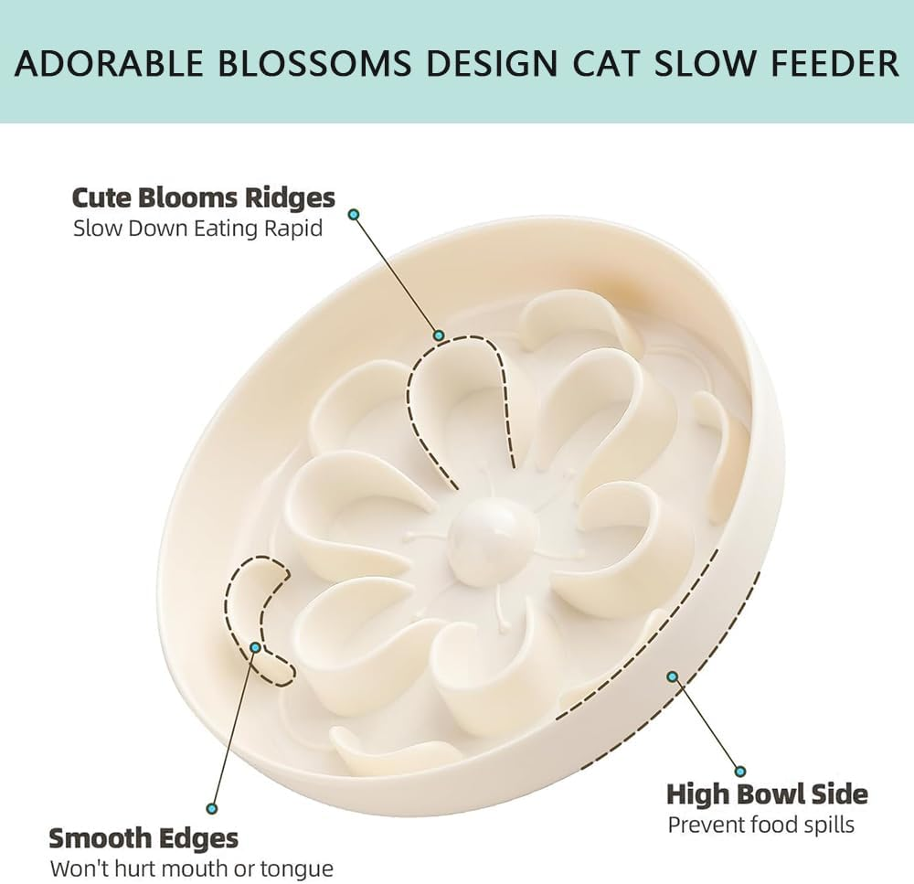 3-Pack Slow Food Cat Bowls - 16 X 2.8 Cm Cute Flower Maze Plates, Suitable for Dry and Wet Food, Whisker-Friendly, Fun Interactive Cat Plates, Dishwasher-Safe image number 3