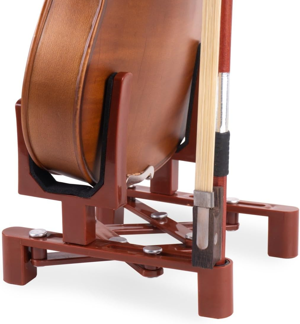 Violin Stand Musical Instrument Stand with Bow Holder for Violin,Portable and Foldable (Red) image number 1