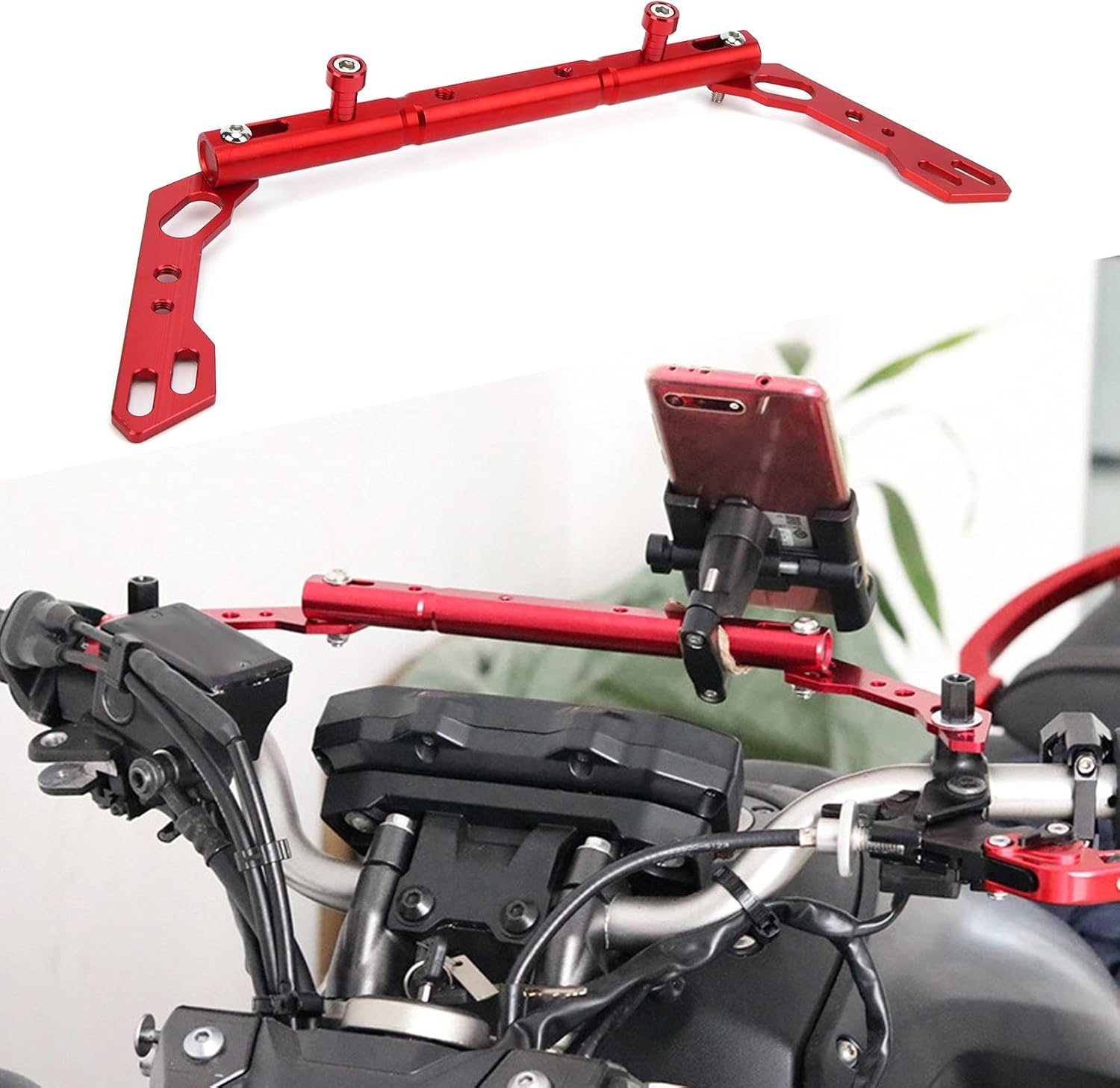 Xtevu Red Motorcycle Balance Bar, Motorbike Reinforce Lever Accessories Lever Replacement Compatible for Yamaha SMAX155/NMAX125 155/XMAX125 image number 1