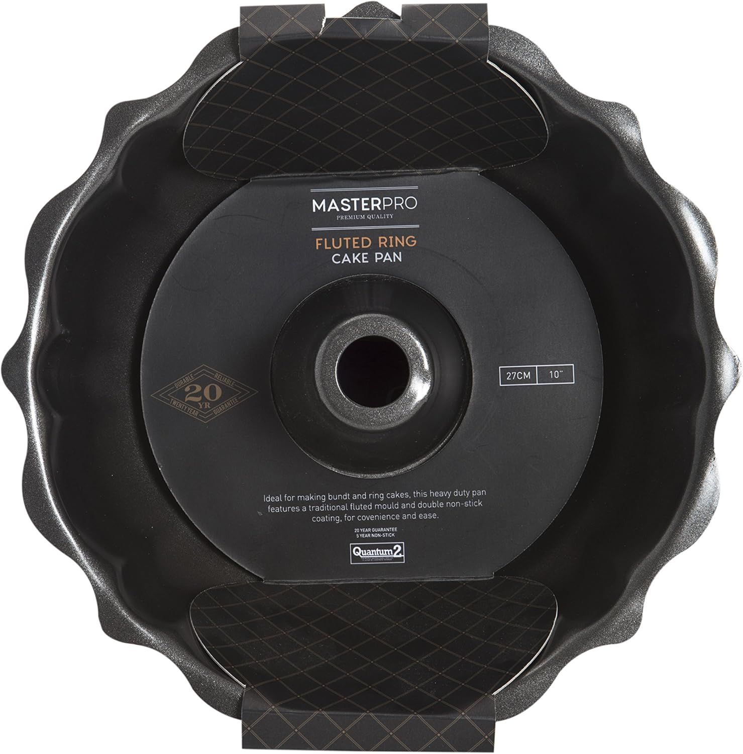 MASTERPRO MPHB18 Fluted Ringcake Pan, Carbon Steel/Black image number 1