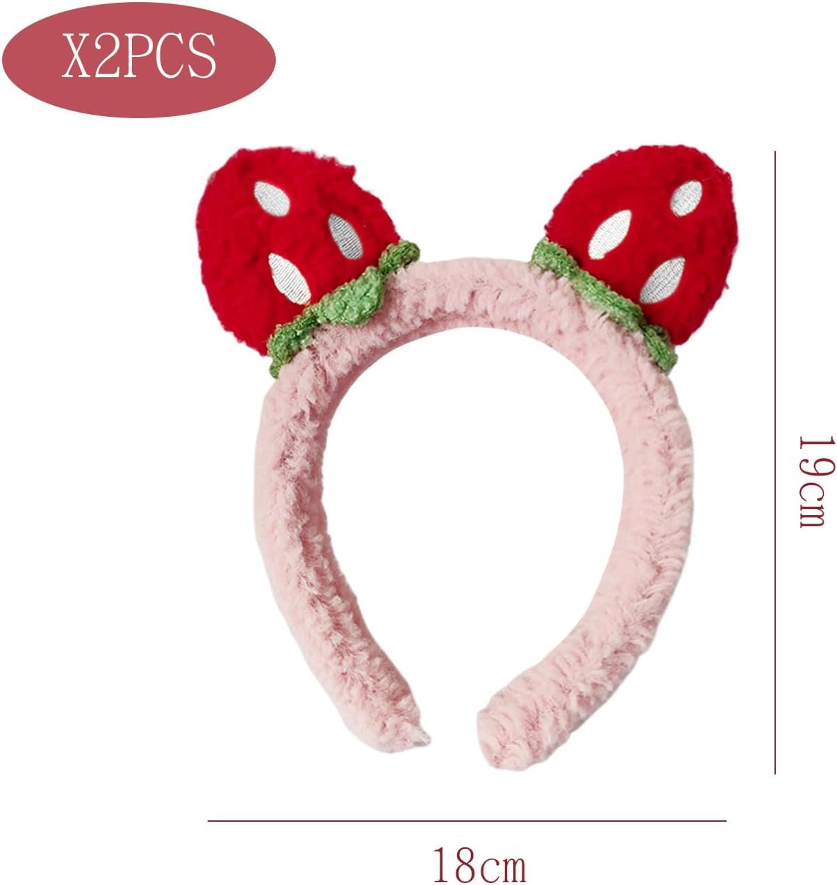 2 Pieces Strawberry Plush Headband, Creative Cute, Funny Face Headpiece, Personalised Hair Accessories of the Girl, Decoration of Clothing Hairstyle. image number 2