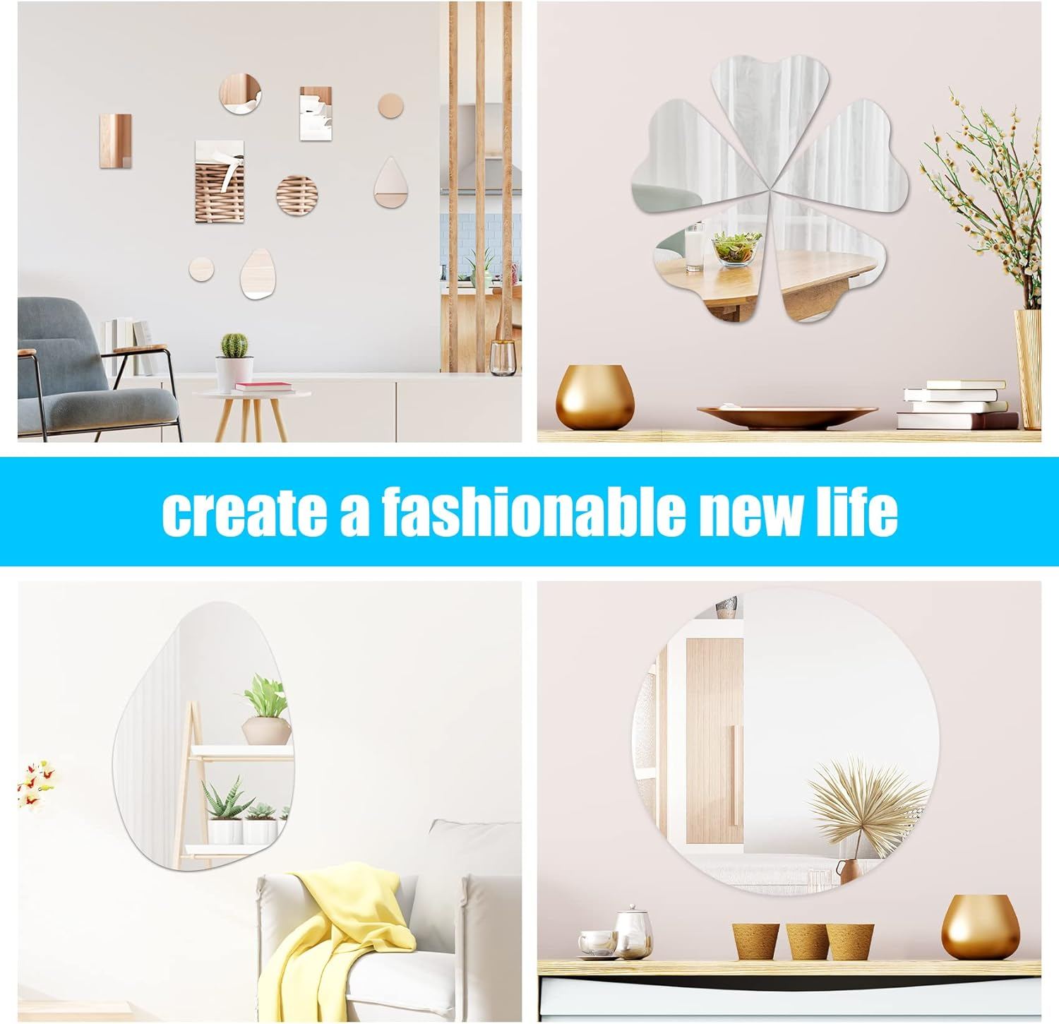 JINGIHE Flexible Mirror Sheets Self Adhesive, 2Pcs Stickers for Walls, 70X 40 Cm Glassless Peel and Stick Mirror, Cut Adhesive Paper Locker, Door, Gym, Home Decor, Sliver image number 3