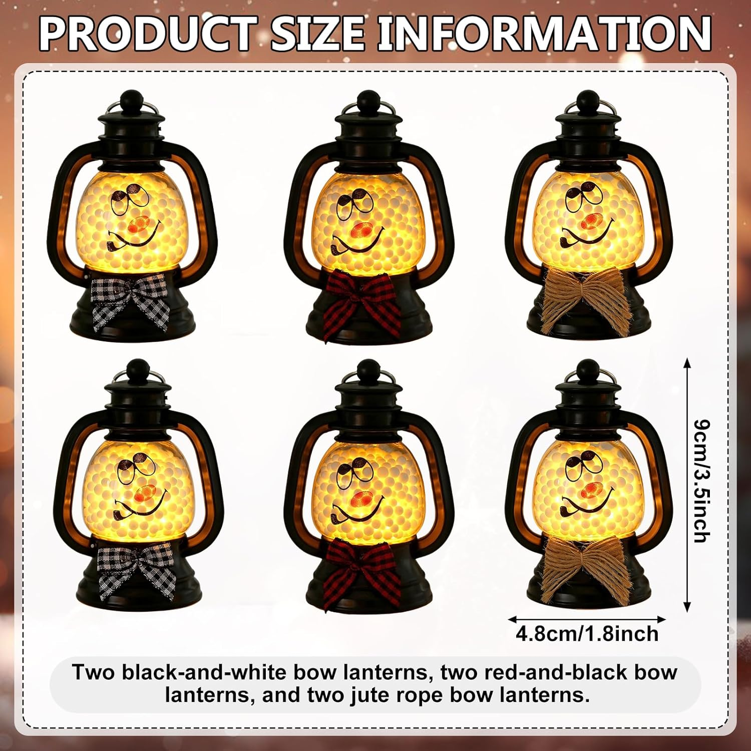 Pack of 6 Lanterns Christmas Mini Christmas Decoration Lantern Flameless Christmas Candles LED Christmas Lantern Christmas Decoration Lantern for Indoor Outdoor Decoration image number 3