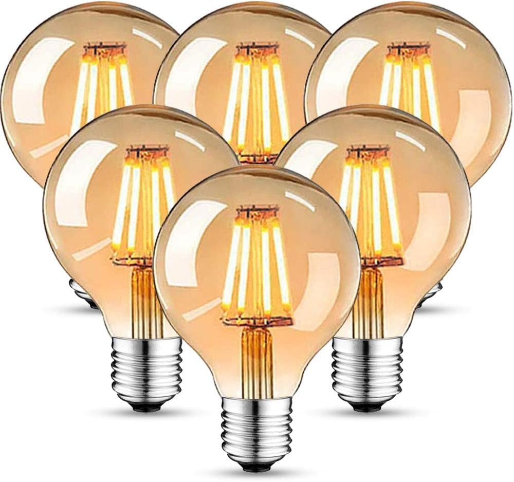 Edison Vintage Light Bulb, Edison LED Lamp Warm White E27 4W 2700K Retro Light Bulb Vintage Antique Light Bulb 470 Lumen Ideal for Nostalgia and Retro Lighting in Family Hotel Bar Etc. Pack of 6 image number 5