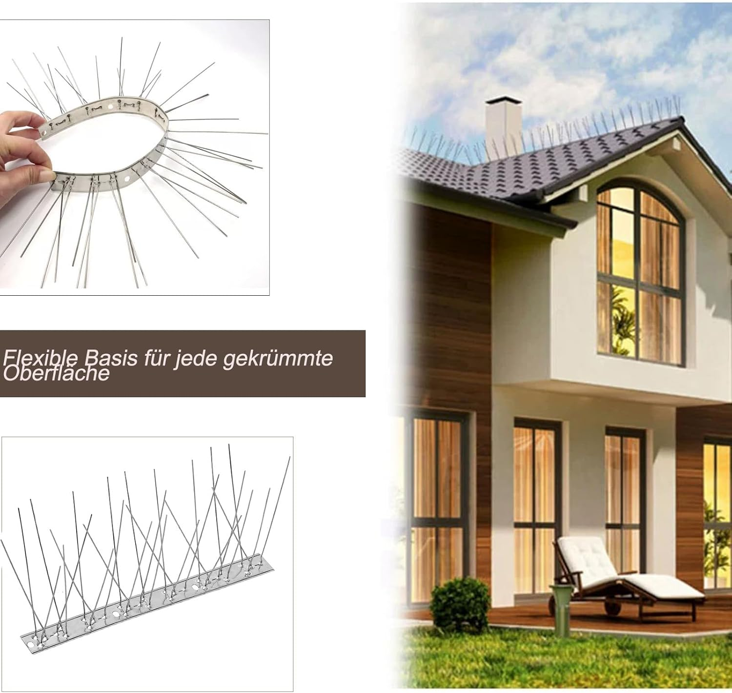 10 Pack Stainless Steel Bird Spikes, Bird Squirrel Raccoon Cat Fox Pigeon Intruder Deterrent Fence anti Bird Spikes, Garden Security Bird Deterrent Spikes for Balcony, Windows and Roof image number 6