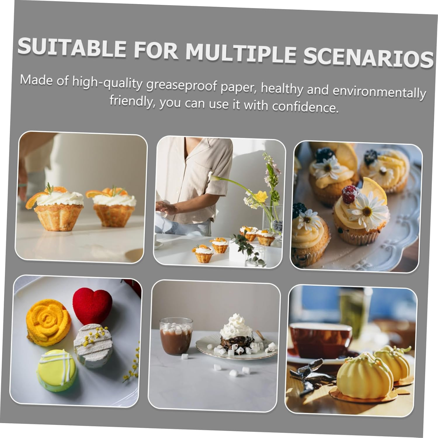 STOBAZA 150Pcs Baking Cup Cake Cup Muffin Non-Stick Assorted for Baking Supply Cake Liners for Christmas Party Random Color image number 5