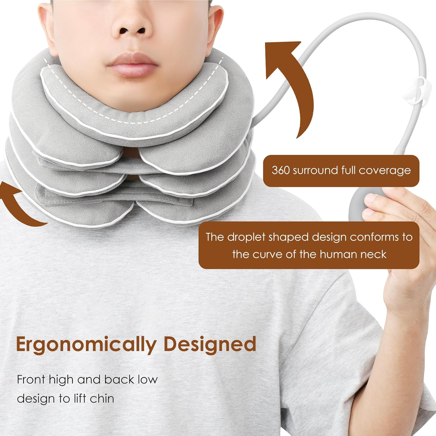 Neck Stretcher with Neck Brace, Inflatable Cervical Traction Device, Neck Relief Tool for Driving, Office, Home Use