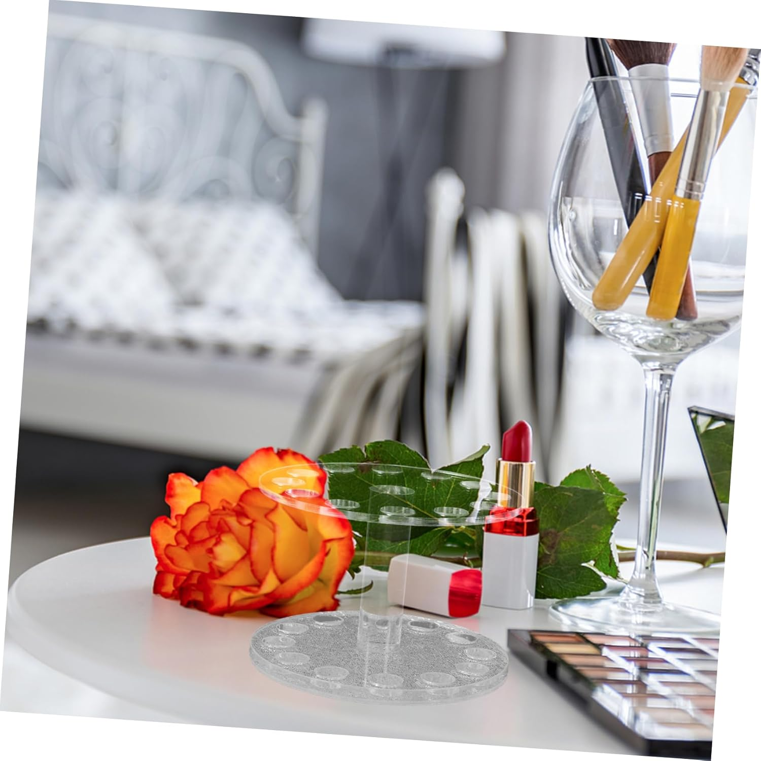 IWOWHERO round Nail Art Brush Holder Tool Stand for Manicure Nail Brush for Painting Portable and Easy to Use - Transparent image number 6